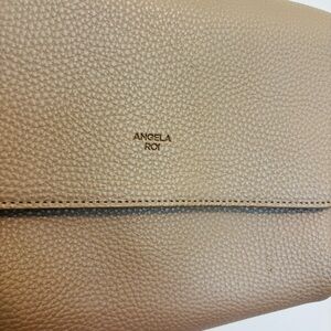 Angela Roi Pebbled Leather Clutch in Taupe
